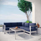 EEI-2559 Shore 4 Piece Outdoor Patio Aluminum Sectional Sofa Set by Modway