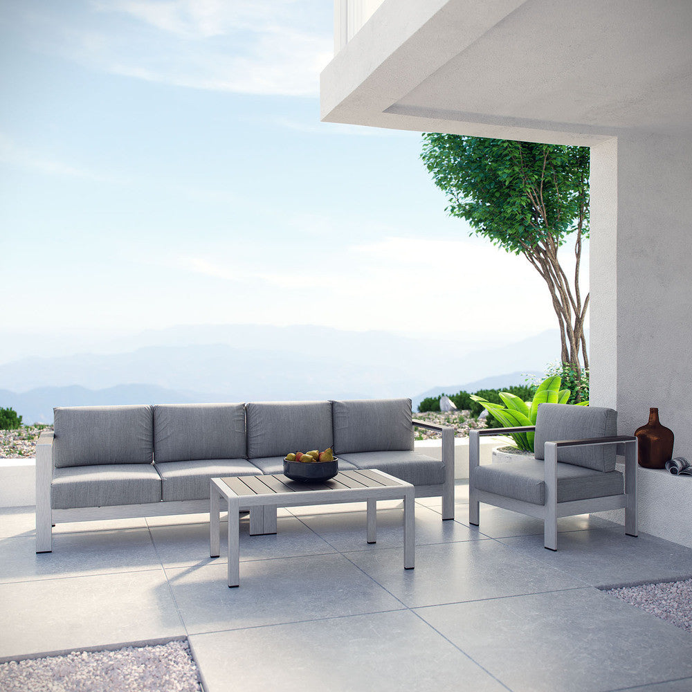EEI-2563 Shore 4 Piece Outdoor Patio Aluminum Sectional Sofa Set by Modway