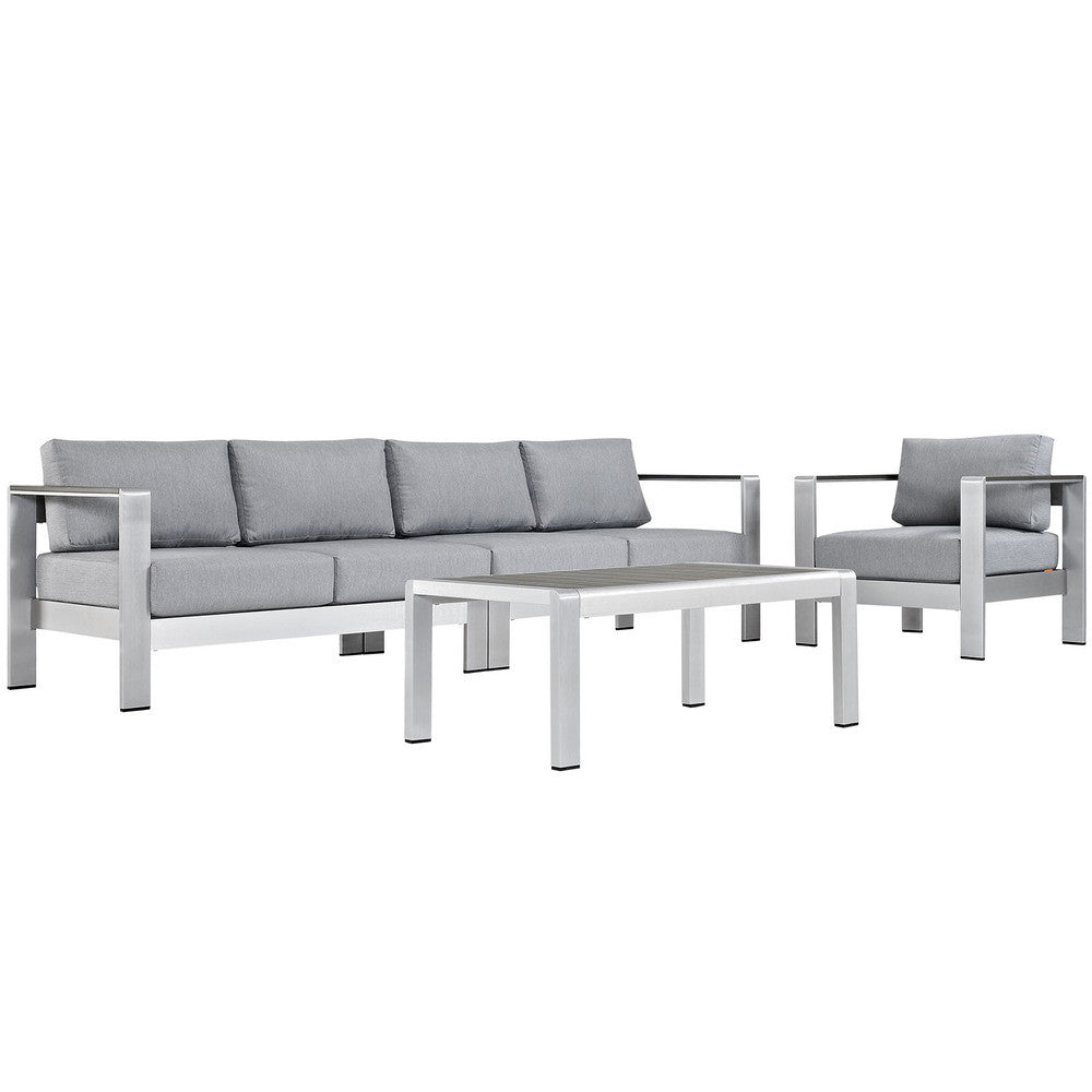 EEI-2563 Shore 4 Piece Outdoor Patio Aluminum Sectional Sofa Set by Modway
