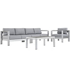 EEI-2563 Shore 4 Piece Outdoor Patio Aluminum Sectional Sofa Set by Modway
