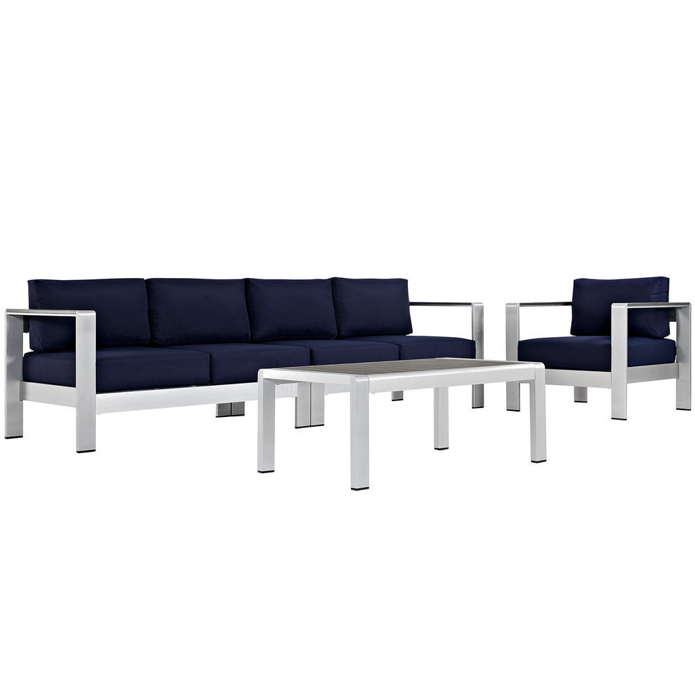 EEI-2563 Shore 4 Piece Outdoor Patio Aluminum Sectional Sofa Set by Modway