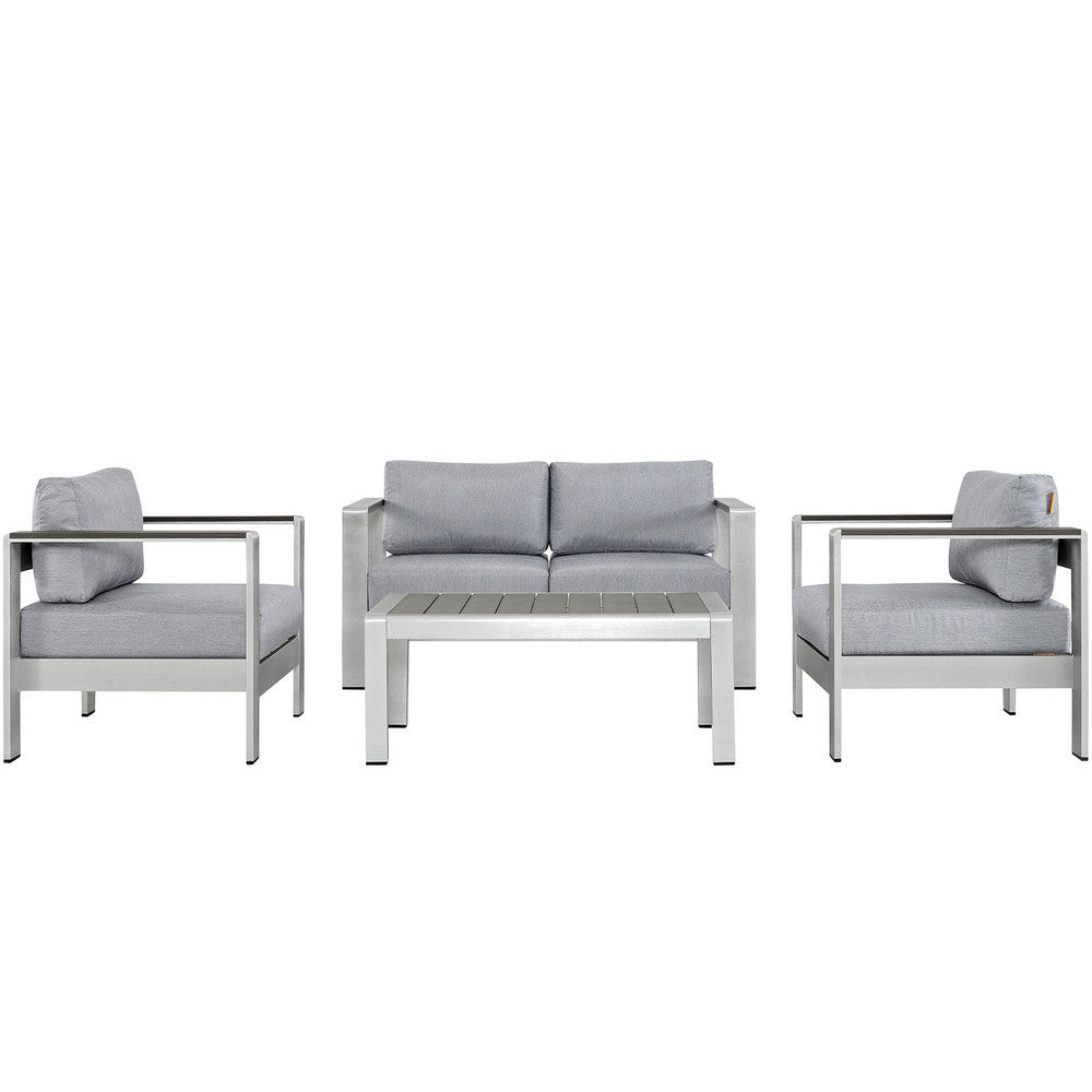 EEI-2567 Shore 4 Piece Outdoor Patio Aluminum Sectional Sofa Set by Modway