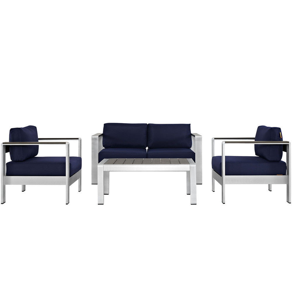 EEI-2567 Shore 4 Piece Outdoor Patio Aluminum Sectional Sofa Set by Modway