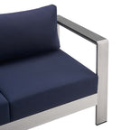 EEI-4315-SLV-NAV-SET Shore 4 Piece Sunbrella&reg; Fabric Outdoor Patio Aluminum Set by Modway