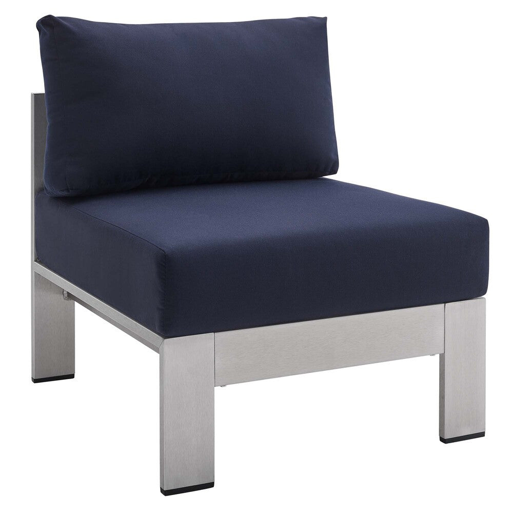 EEI-4315-SLV-NAV-SET Shore 4 Piece Sunbrella&reg; Fabric Outdoor Patio Aluminum Set by Modway