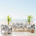 EEI-4316 Shore 4 Piece Sunbrella&reg; Fabric Outdoor Patio Aluminum Set by Modway