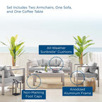 EEI-4316 Shore 4 Piece Sunbrella&reg; Fabric Outdoor Patio Aluminum Set by Modway