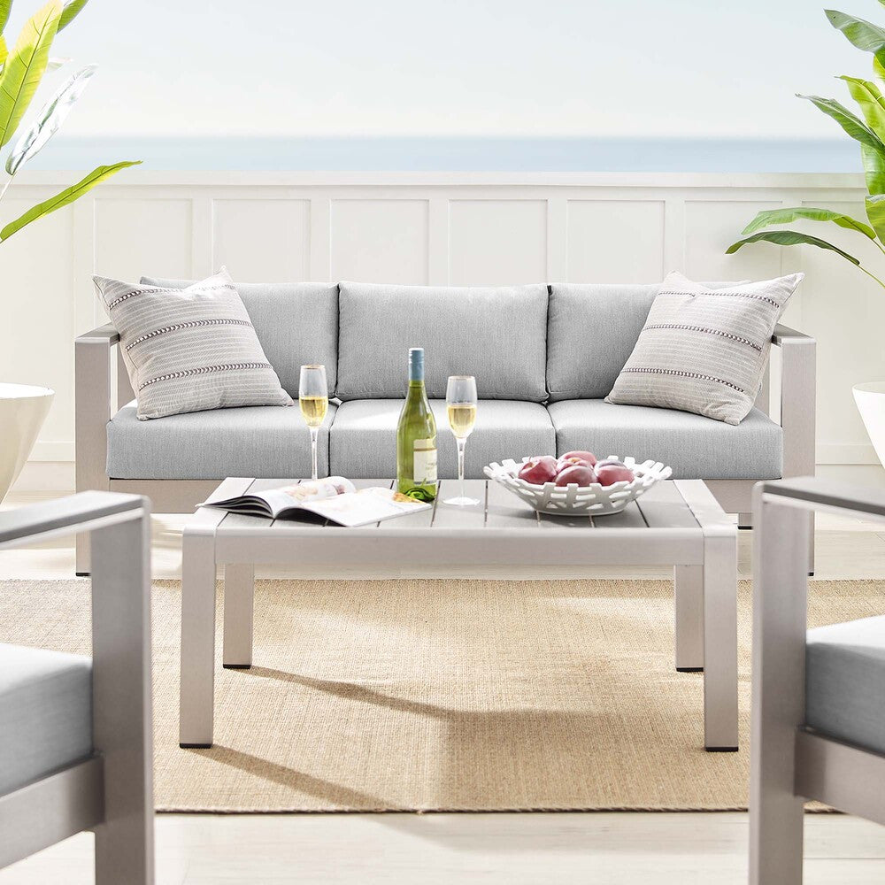 EEI-4316 Shore 4 Piece Sunbrella&reg; Fabric Outdoor Patio Aluminum Set by Modway