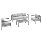 EEI-4316 Shore 4 Piece Sunbrella&reg; Fabric Outdoor Patio Aluminum Set by Modway