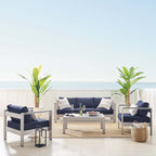 EEI-4316 Shore 4 Piece Sunbrella&reg; Fabric Outdoor Patio Aluminum Set by Modway
