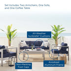 EEI-4316 Shore 4 Piece Sunbrella&reg; Fabric Outdoor Patio Aluminum Set by Modway