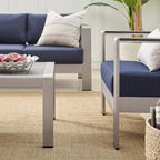 EEI-4316 Shore 4 Piece Sunbrella&reg; Fabric Outdoor Patio Aluminum Set by Modway