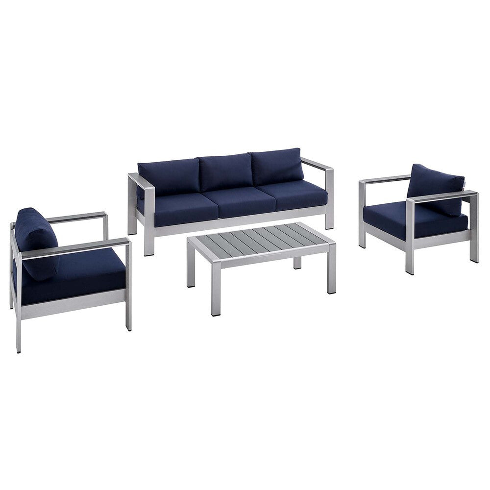 EEI-4316 Shore 4 Piece Sunbrella&reg; Fabric Outdoor Patio Aluminum Set by Modway