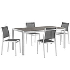 EEI-2482-SLV-BLK-SET Shore 5 Piece Outdoor Patio Aluminum Dining Set by Modway
