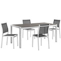 Modway EEI-2482-SLV-BLK-SET Shore 5 Piece Outdoor Patio Aluminum Dining Set Silver Black