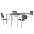 Modway EEI-2483-SLV-BLK-SET Shore 5 Piece Outdoor Patio Aluminum Dining Set Silver Black