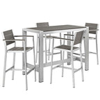 EEI-2588-SLV-GRY-SET Shore 5 Piece Outdoor Patio Aluminum Dining Set by Modway