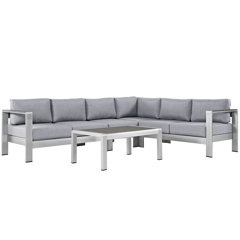 EEI-2557 Shore 5 Piece Outdoor Patio Aluminum Sectional Sofa Set by Modway