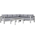 EEI-2557 Shore 5 Piece Outdoor Patio Aluminum Sectional Sofa Set by Modway