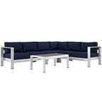 EEI-2557 Shore 5 Piece Outdoor Patio Aluminum Sectional Sofa Set by Modway