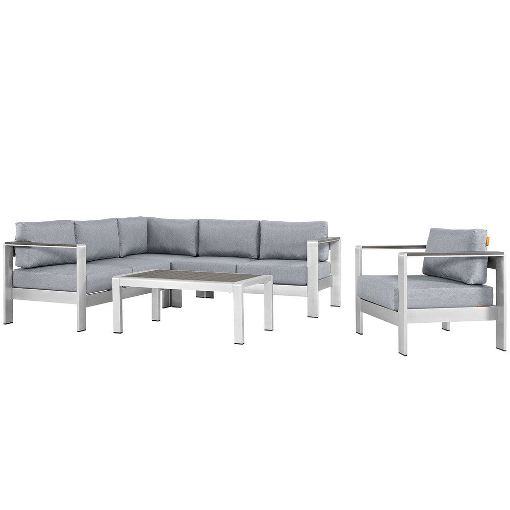 EEI-2560 Shore 5 Piece Outdoor Patio Aluminum Sectional Sofa Set by Modway
