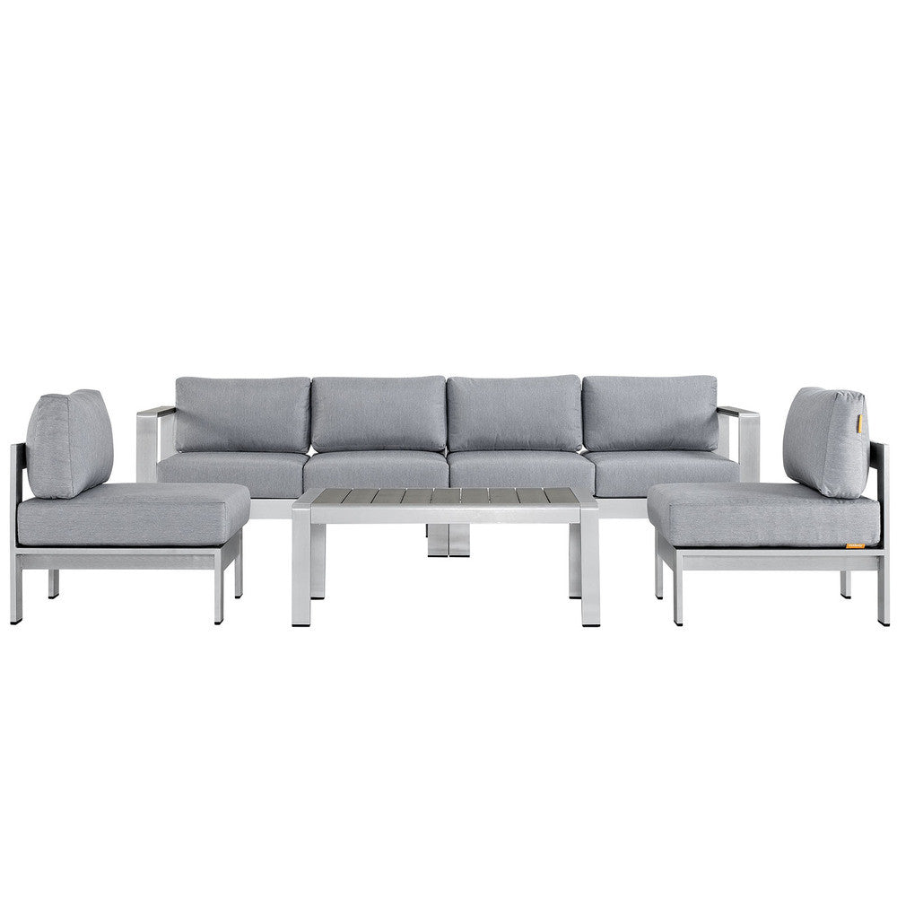 EEI-2564 Shore 5 Piece Outdoor Patio Aluminum Sectional Sofa Set by Modway