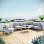 EEI-2558 Shore 6 Piece Outdoor Patio Aluminum Sectional Sofa Set by Modway