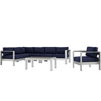 EEI-2558 Shore 6 Piece Outdoor Patio Aluminum Sectional Sofa Set by Modway