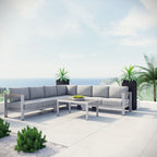 EEI-2561 Shore 6 Piece Outdoor Patio Aluminum Sectional Sofa Set by Modway