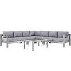 EEI-2561 Shore 6 Piece Outdoor Patio Aluminum Sectional Sofa Set by Modway