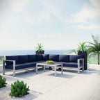 EEI-2561 Shore 6 Piece Outdoor Patio Aluminum Sectional Sofa Set by Modway