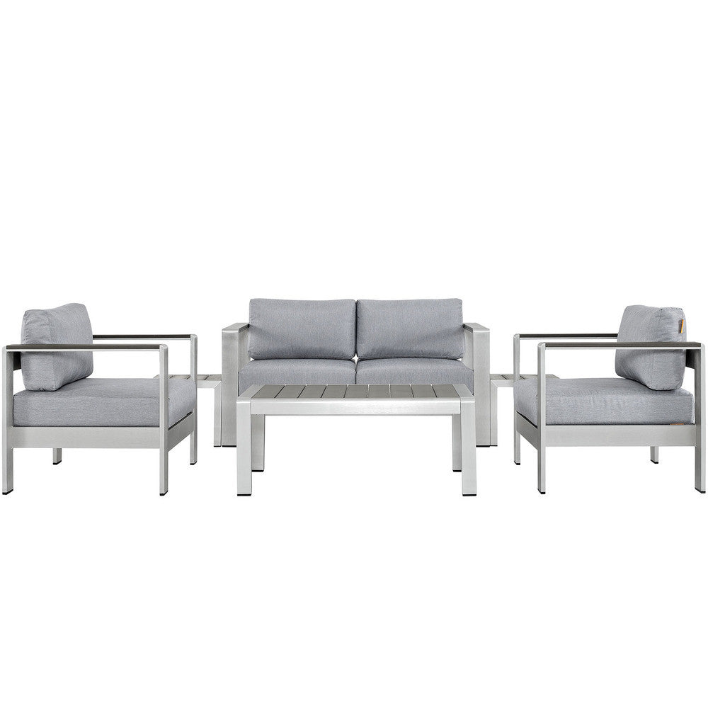 EEI-2568 Shore 6 Piece Outdoor Patio Aluminum Sectional Sofa Set by Modway