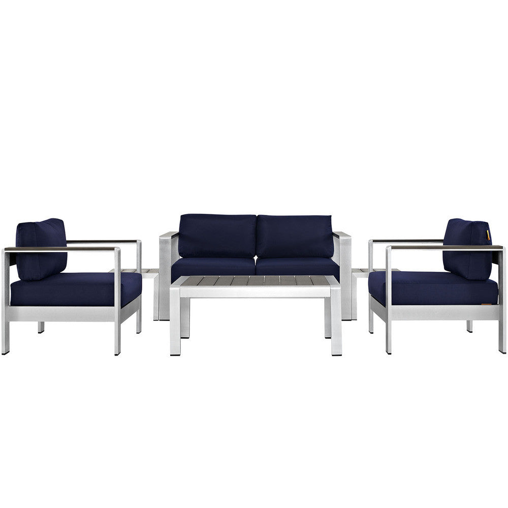 EEI-2568 Shore 6 Piece Outdoor Patio Aluminum Sectional Sofa Set by Modway