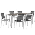 Modway EEI-2485-SLV-BLK-SET Shore 7 Piece Outdoor Patio Aluminum Dining Set Silver Black