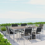 EEI-2486-SLV-BLK-SET Shore 7 Piece Outdoor Patio Aluminum Dining Set by Modway