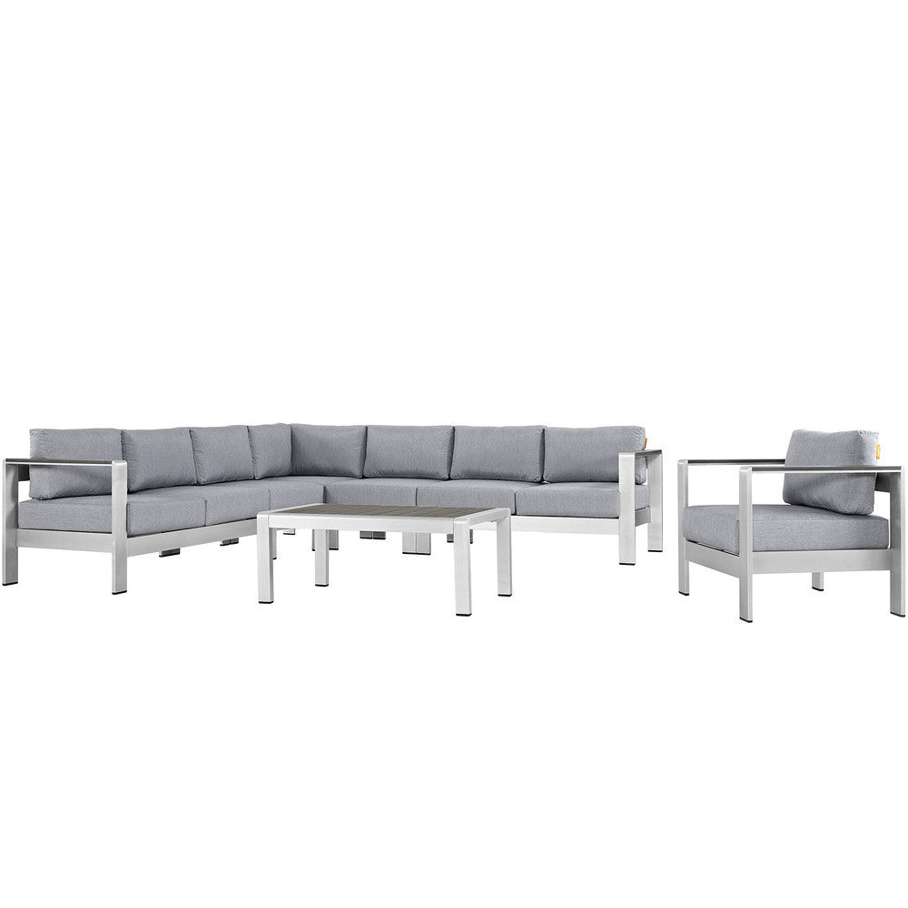 EEI-2562 Shore 7 Piece Outdoor Patio Aluminum Sectional Sofa Set by Modway