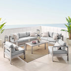 EEI-4322 Shore 7 Piece Sunbrella&reg; Fabric Outdoor Patio Aluminum Set by Modway