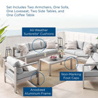 EEI-4322 Shore 7 Piece Sunbrella&reg; Fabric Outdoor Patio Aluminum Set by Modway