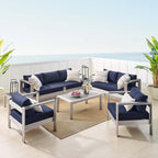 EEI-4322 Shore 7 Piece Sunbrella&reg; Fabric Outdoor Patio Aluminum Set by Modway