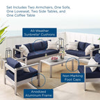 EEI-4322 Shore 7 Piece Sunbrella&reg; Fabric Outdoor Patio Aluminum Set by Modway