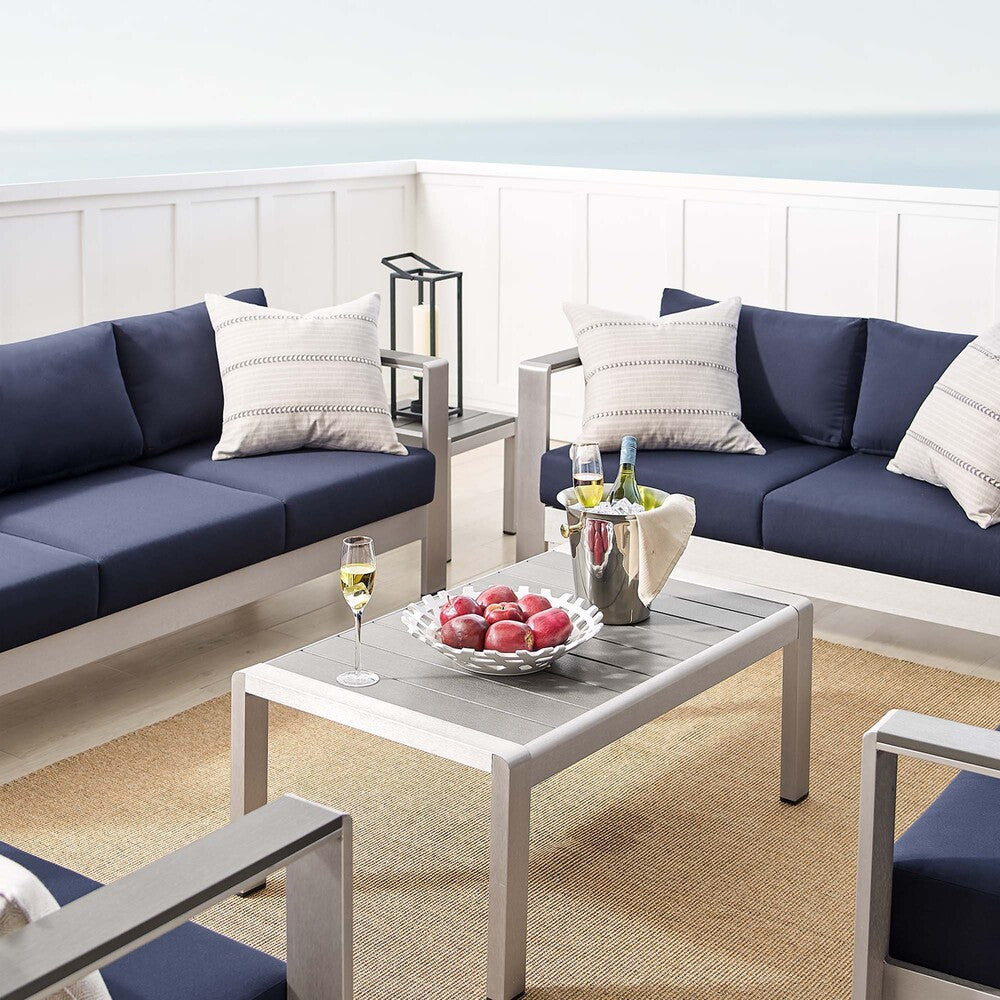 EEI-4322 Shore 7 Piece Sunbrella&reg; Fabric Outdoor Patio Aluminum Set by Modway