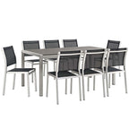 EEI-2583-SLV-BLK-SET Shore 9 Piece Outdoor Patio Aluminum Dining Set by Modway