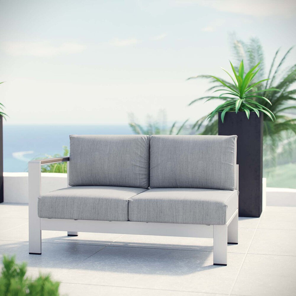 EEI-2265 Shore Left-Arm Corner Sectional Outdoor Patio Aluminum Loveseat by Modway