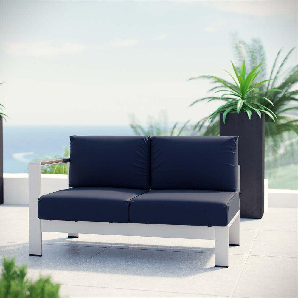 EEI-2265 Shore Left-Arm Corner Sectional Outdoor Patio Aluminum Loveseat by Modway