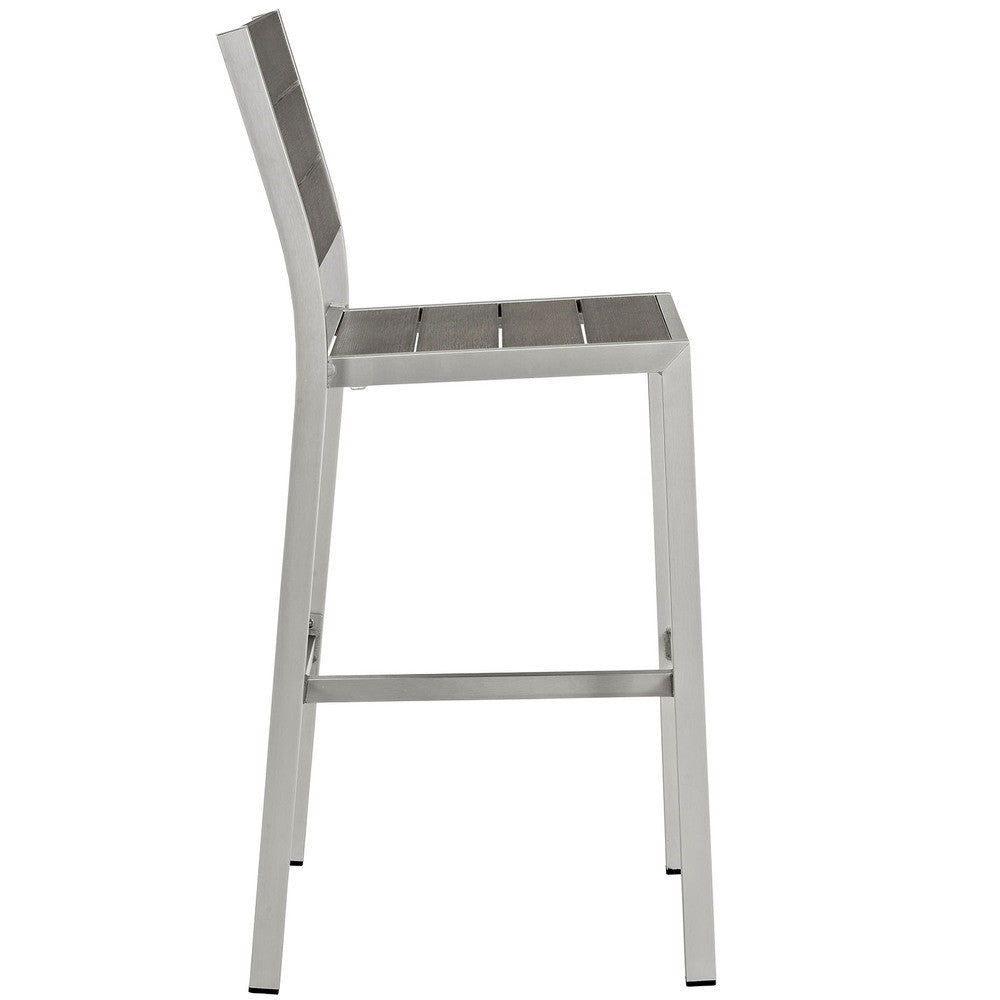EEI-2255-SLV-GRY Shore Outdoor Patio Aluminum Armless Bar Stool by Modway