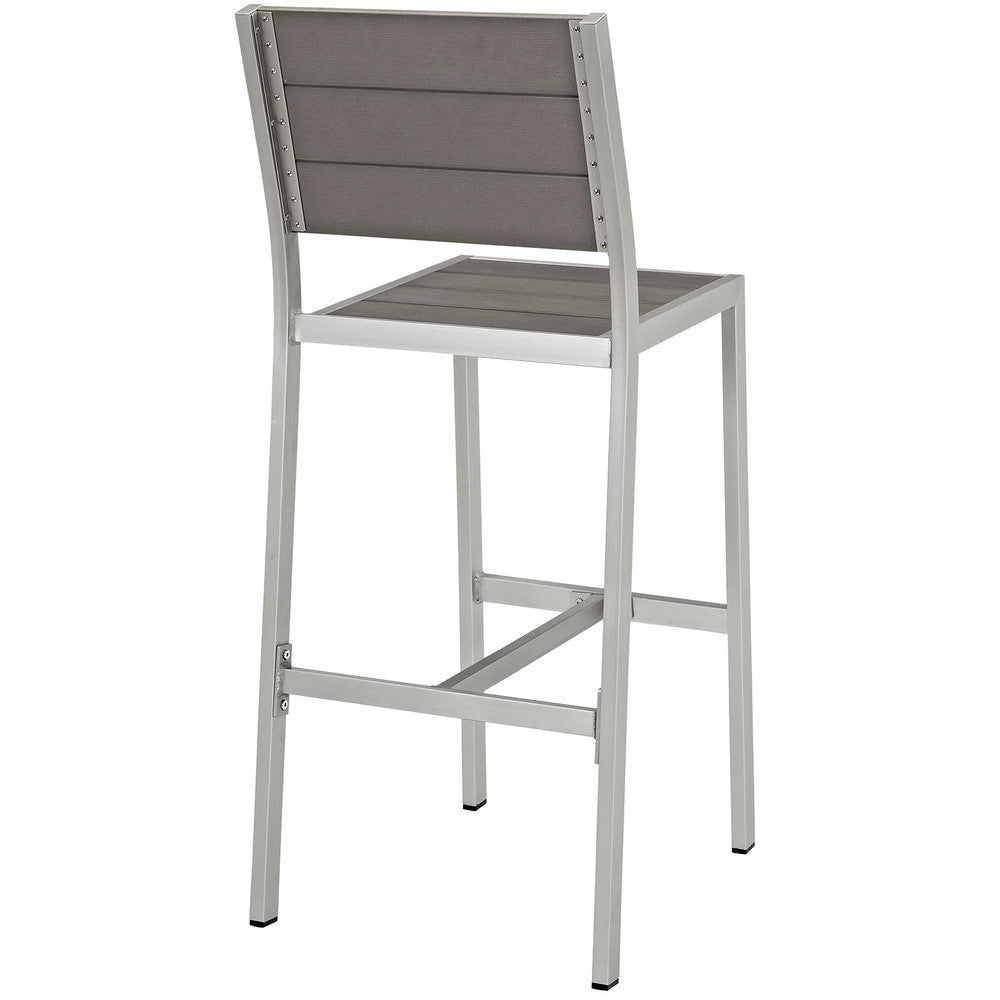 EEI-2255-SLV-GRY Shore Outdoor Patio Aluminum Armless Bar Stool by Modway