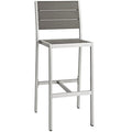 Modway EEI-2255-SLV-GRY Shore Outdoor Patio Aluminum Armless Bar Stool Silver Gray