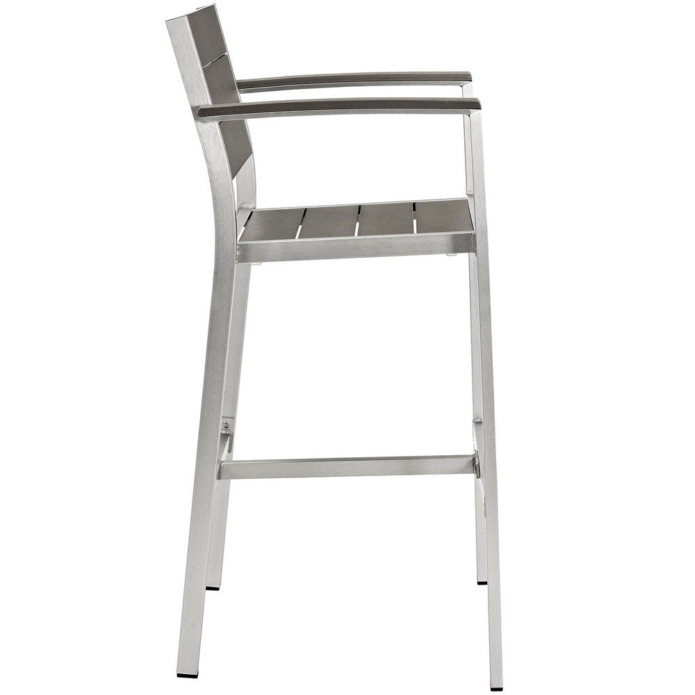 EEI-2254-SLV-GRY Shore Outdoor Patio Aluminum Bar Stool by Modway