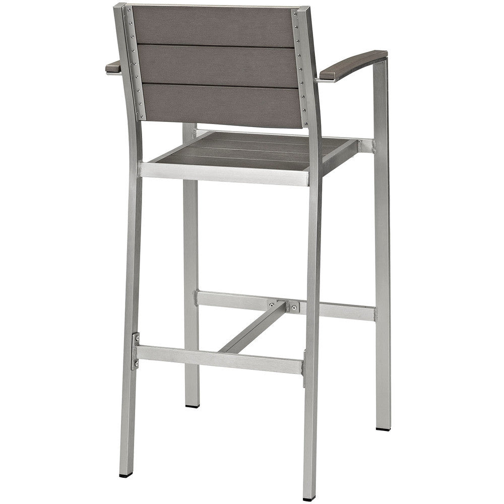 EEI-2254-SLV-GRY Shore Outdoor Patio Aluminum Bar Stool by Modway