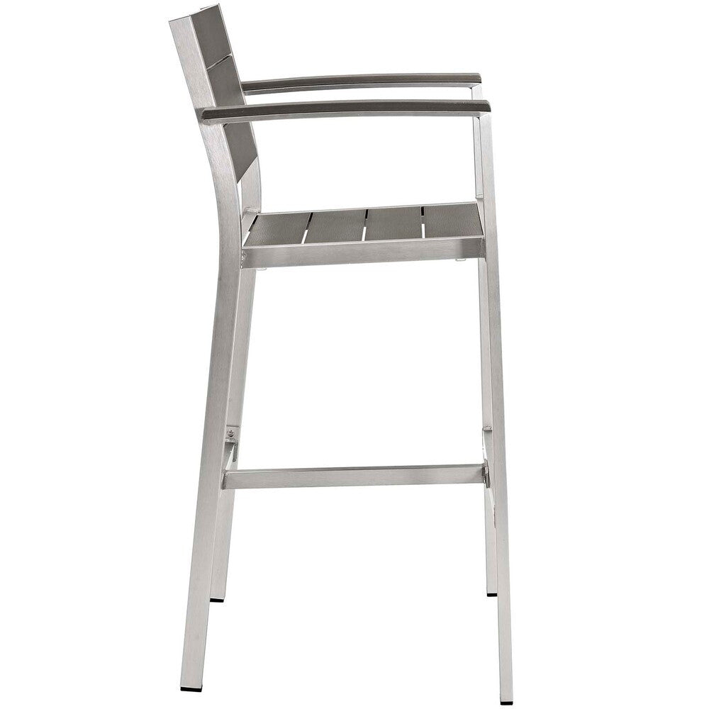 EEI-3155-SLV-GRY-SET Shore Outdoor Patio Aluminum Bar Stool Set of 2 by Modway